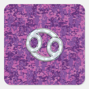 Pearl like Cancer Zodiac Sign on Digital Camo Vierkante Sticker