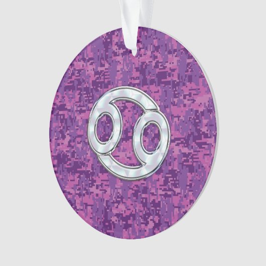 Pearl like Cancer Zodiac Symbol on Digital Camo Ornament (voorkant)