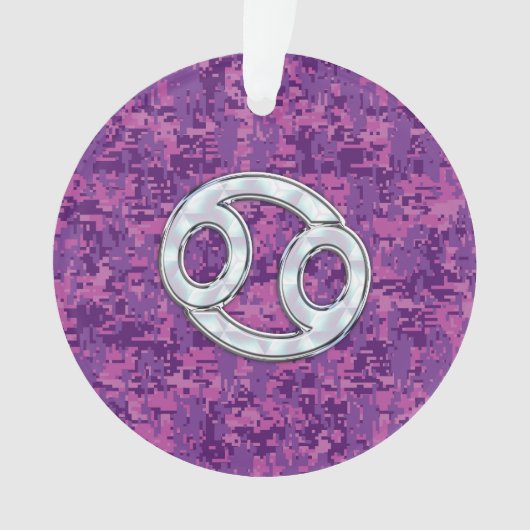 Pearl like Cancer Zodiac Symbol on Digital Camo Ornament (voorkant)