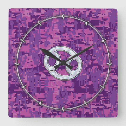 Pearl like Cancer Zodiac Symbol on Digital Camo Vierkante Klok (Voorkant)