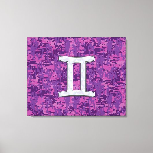 Pearl like Gemini Zodiac Sign on Digital Camo Canvas Afdruk (Voorkant)