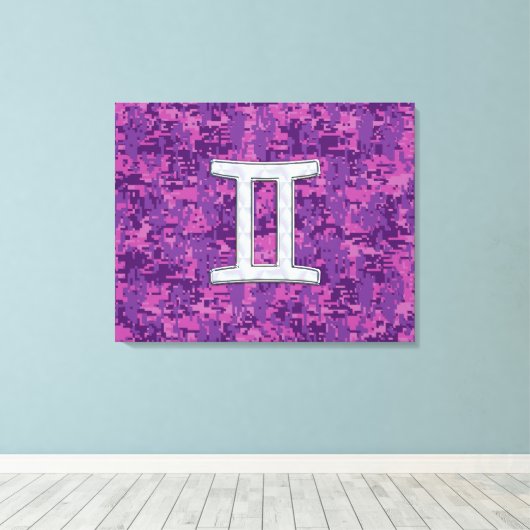 Pearl like Gemini Zodiac Sign on Digital Camo Canvas Afdruk (Insitu (Houten vloer))
