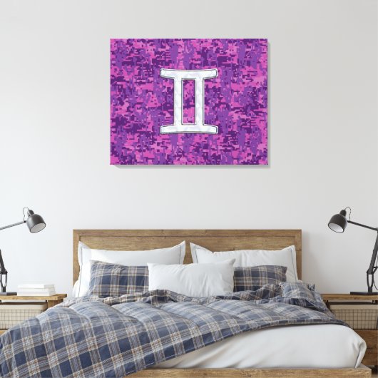 Pearl like Gemini Zodiac Sign on Digital Camo Canvas Afdruk (Insitu (Slaapkamer))