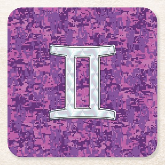 Pearl like Gemini Zodiac Sign on Digital Camo Kartonnen Onderzetters (Voorkant)