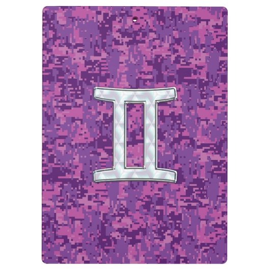 Pearl like Gemini Zodiac Sign on Digital Camo Klembord (Achterkant)