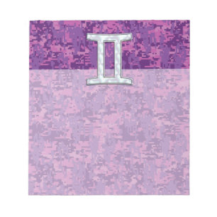Pearl like Gemini Zodiac Sign on Digital Camo Notitieblok
