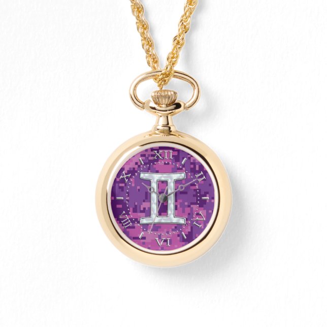 Pearl like Gemini Zodiac Symbol Camouflage Dial Horloge (Voorkant)