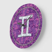 Pearl like Gemini Zodiac Symbol Digital Camouflage Grote Klok (Hoek)