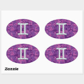 Pearl like Gemini Zodiac Symbol Digital Camouflage Ovale Sticker (Vel)