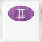 Pearl like Gemini Zodiac Symbol Digital Camouflage Ovale Sticker (Tas)