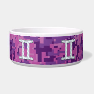Pearl like Gemini Zodiac Symbol Digital Camouflage Voerbakje