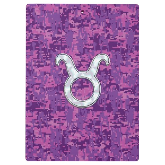 Pearl like Taurus Zodiac Sign Fuchsia Digital Camo Klembord (Achterkant)