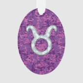 Pearl like Taurus Zodiac Sign Fuchsia Digital Camo Ornament (voorkant)
