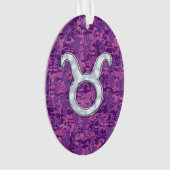 Pearl like Taurus Zodiac Sign Fuchsia Digital Camo Ornament (voorkant)