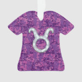 Pearl like Taurus Zodiac Sign Fuchsia Digital Camo Ornament (voorkant)