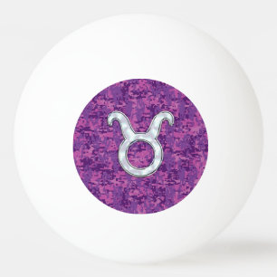 Pearl like Taurus Zodiac Sign Fuchsia Digital Camo Pingpongbal
