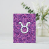 Pearl like Taurus Zodiac Sign on Pink Digital Camo Briefkaart (Staand voorkant)