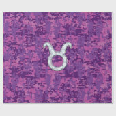 Pearl like Taurus Zodiac Sign on Pink Digital Camo Cadeaupapier (Vlak)