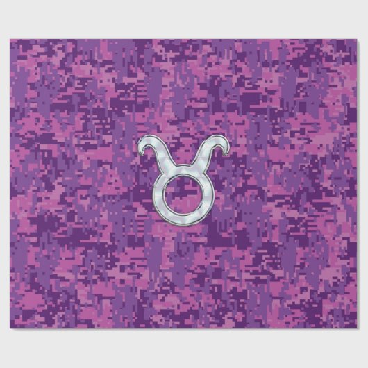 Pearl like Taurus Zodiac Sign on Pink Digital Camo Cadeaupapier (Vlak)