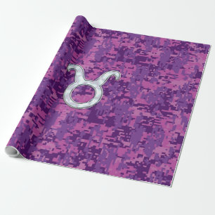 Pearl like Taurus Zodiac Sign on Pink Digital Camo Cadeaupapier