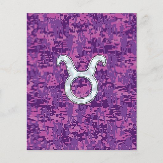 Pearl like Taurus Zodiac Sign on Pink Digital Camo Flyer (Voorkant)