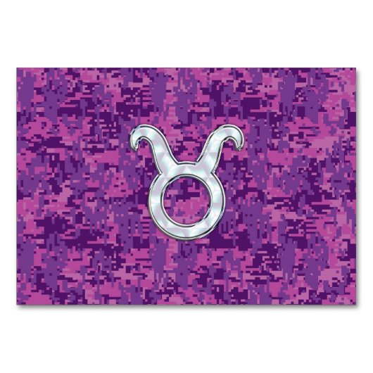 Pearl like Taurus Zodiac Sign on Pink Digital Camo Kaart (Voorkant)