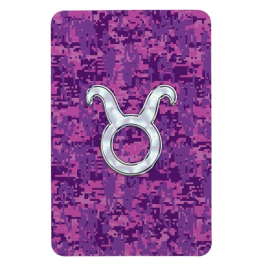 Pearl like Taurus Zodiac Sign on Pink Digital Camo Magneet (Verticaal)