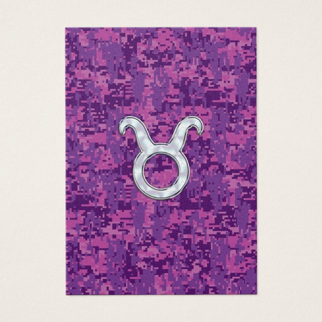 Pearl like Taurus Zodiac Sign on Pink Digital Camo Visitekaartjes (Voorkant)