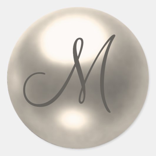 Pearl M monogram bruiloft Ronde Sticker (Voorkant)
