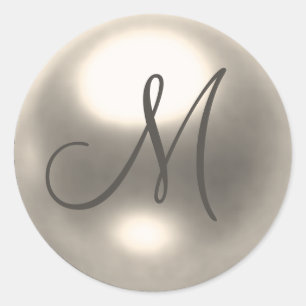 Pearl M monogram bruiloft Ronde Sticker