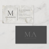 Pearl Marble Masculine Double Monogram Business Ca Visitekaartje (Voorkant / Achterkant)
