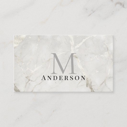 Pearl Marble Masculine Double Monogram Visitekaartje (Voorkant)