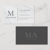 Pearl Marble Masculine Double Monogram Visitekaartje (Voorkant / Achterkant)