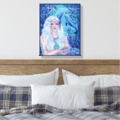 Pearl mermaid met dolfijnen van Renee L. Lavoie Canvas Afdruk (Insitu (Slaapkamer))