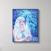 Pearl mermaid met dolfijnen van Renee L. Lavoie Canvas Afdruk (Voorkant)