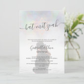 Pearl nacre blush roze bat mitzvah foto kaart (Staand voorkant)