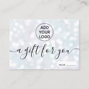 Pearl nacre glitter bokeh logo gift certificate visitekaartje