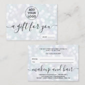 Pearl nacre glitter bokeh logo gift certificate visitekaartje (Voorkant / Achterkant)