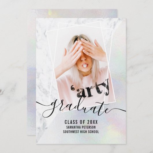 Pearl nacre marmer afstuderen fotoblok afstuderen kaart (Voorkant / Achterkant)