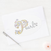 Pearl of jouw naam beginnend met P-label Ovale Sticker (Envelop)