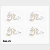 Pearl of jouw naam beginnend met P-label Ovale Sticker (Vel)