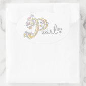 Pearl of jouw naam beginnend met P-label Ovale Sticker (Tas)