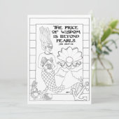 Pearl of Wisdom Mermaid Coloring Briefkaart (Staand voorkant)
