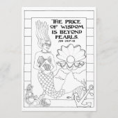 Pearl of Wisdom Mermaid Coloring Briefkaart (Voorkant)