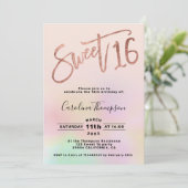 Pearl ombre regenboogschrift blush 16 foto kaart (Staand voorkant)