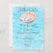 Pearl On The Way Seashell Girl Baby shower Kaart (Voorkant)