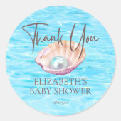 Pearl On The Way Seashell Girl Baby shower Ronde Sticker (Voorkant)