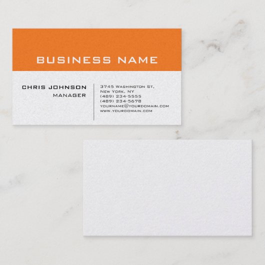 Pearl Oranje White Modern minimalist Visitekaartje (Voorkant / Achterkant)