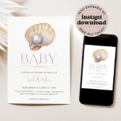 Pearl Oyster Zee Ocean Beach Girl Baby shower Kaart