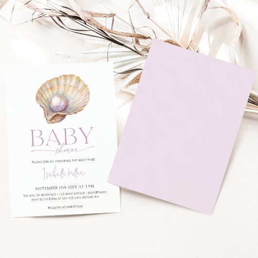 Pearl Oyster Zee Ocean Beach Girl Baby shower Kaart